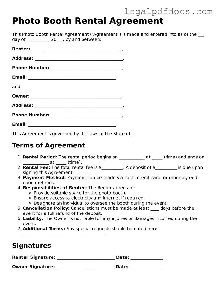 Photo Booth Rental Agreement Template