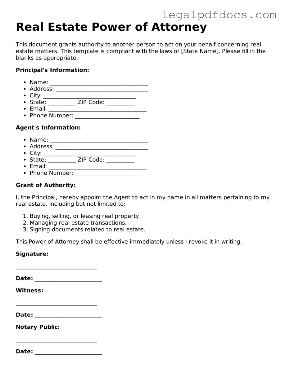 Real Estate Power of Attorney Template