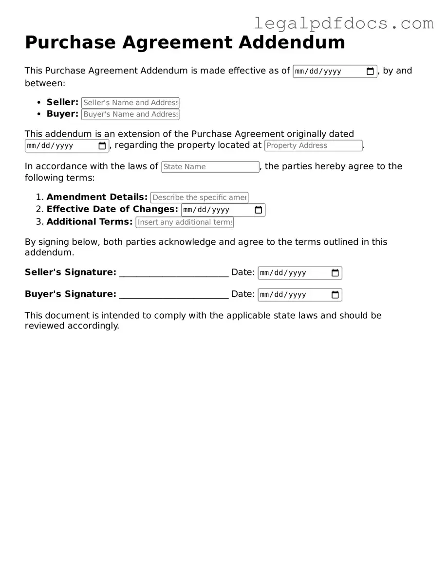 Purchase Agreement Addendum Template
