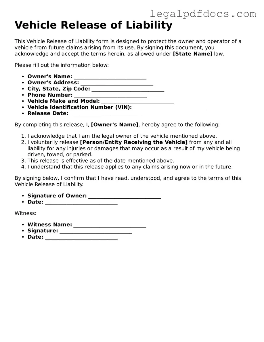 Vehicle Release of Liability Template