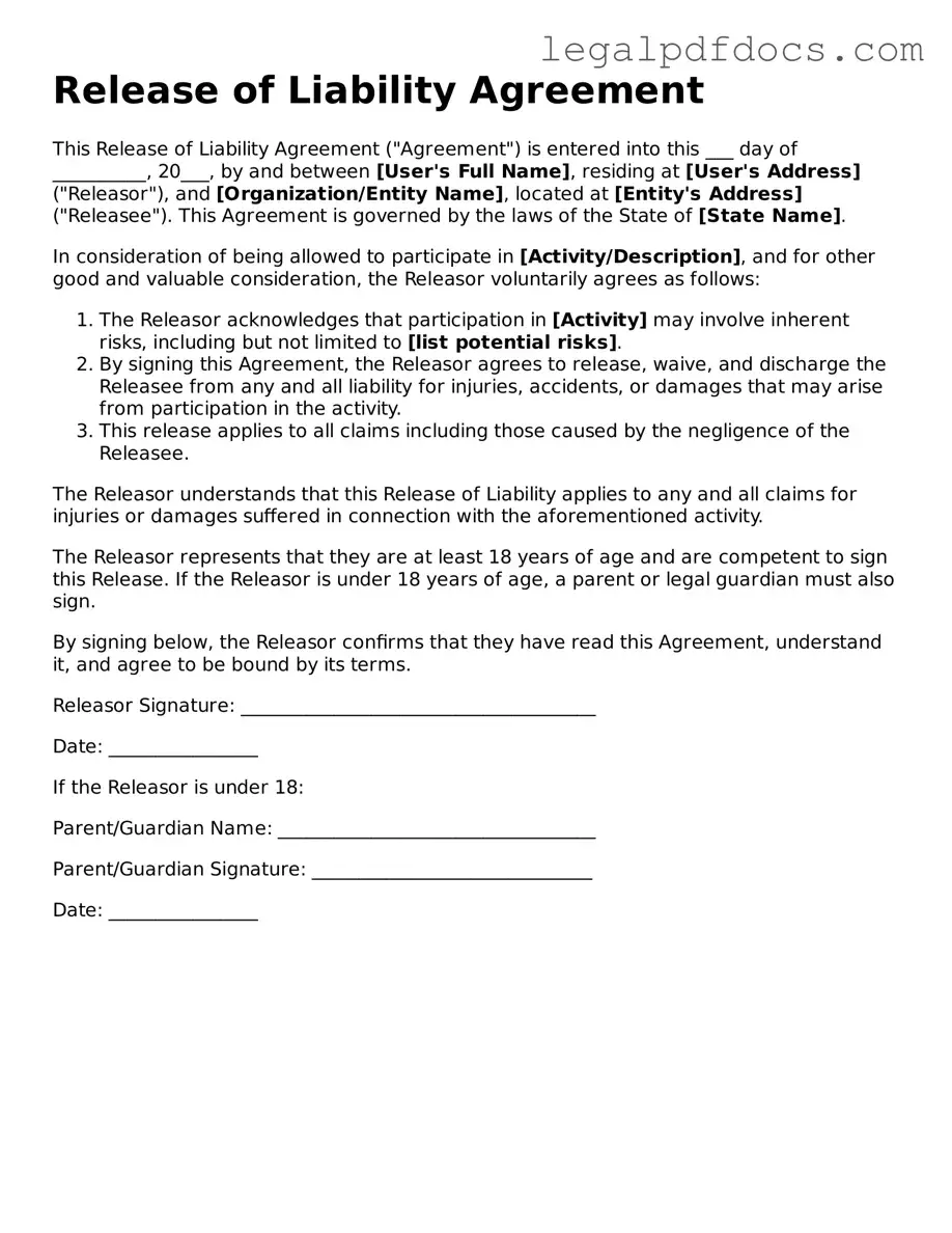 Release of Liability Template