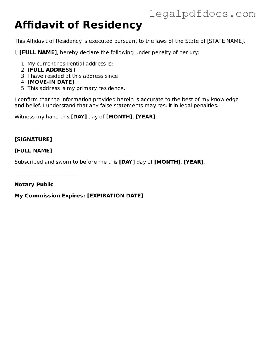 Affidavit of Residency Template