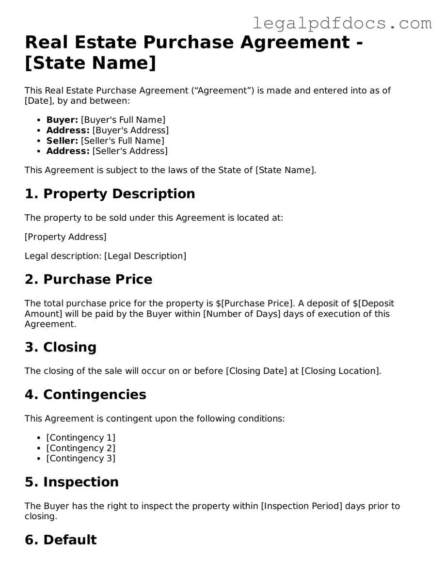Real Estate Purchase Agreement Template