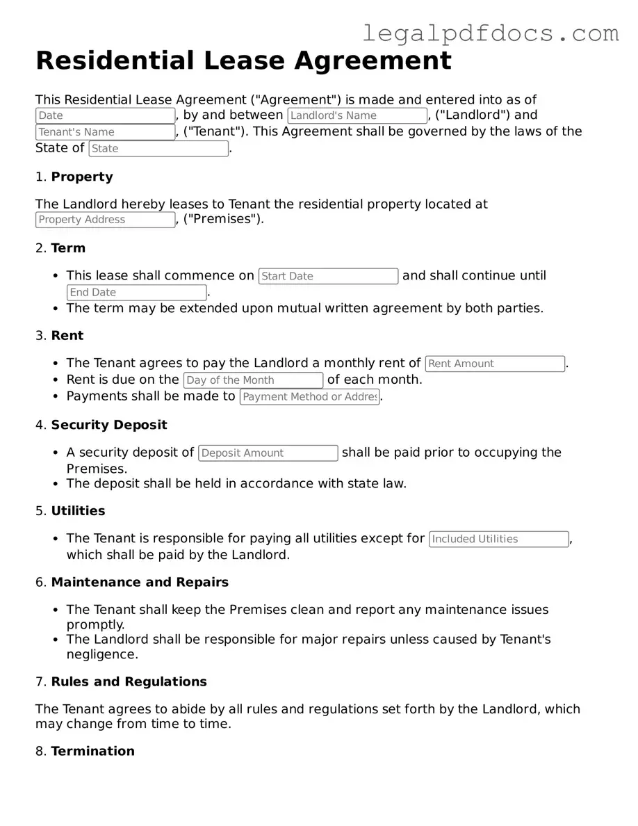 Residential Lease Agreement Template