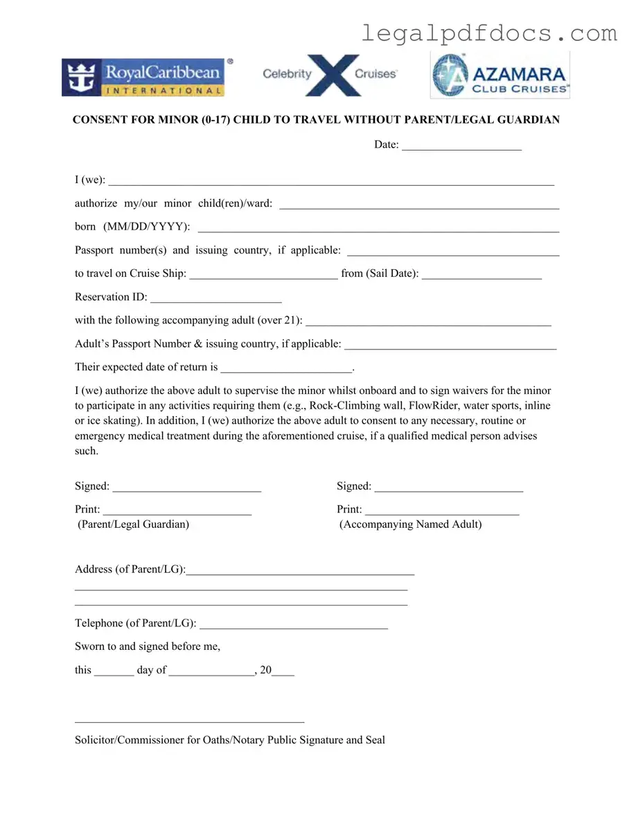 Fill Out a Valid Royal Caribbean Parental Consent Template
