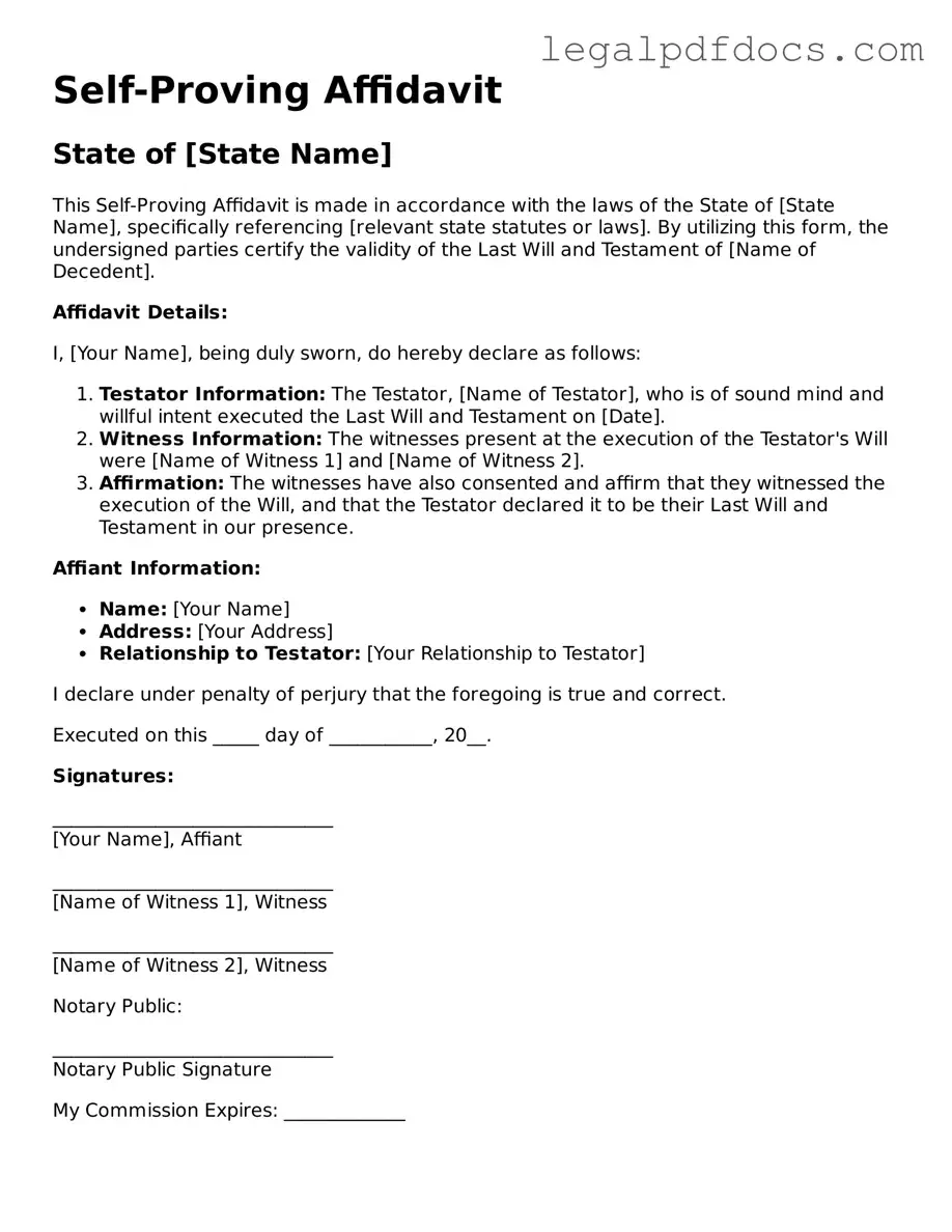 Self-Proving Affidavit Template