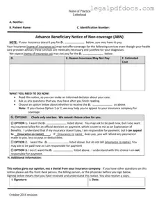 Fill Out a Valid Advance Beneficiary Notice of Non-coverage Template