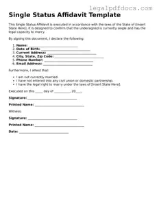 Single Status Affidavit Template