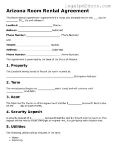 Official Room Rental Agreement Form for Arizona