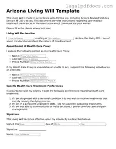 Official  Living Will Form for Arizona