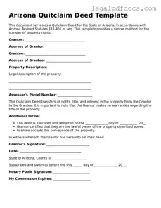 Official  Quitclaim Deed Form for Arizona