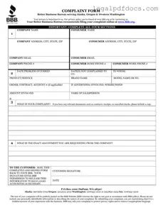 Fill Out a Valid Bbb Complaint Template