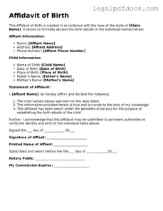 Affidavit of Birth Template