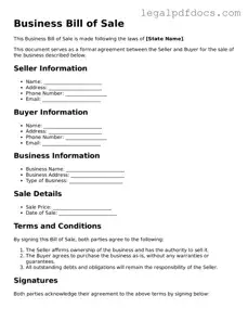 Business Bill of Sale Template