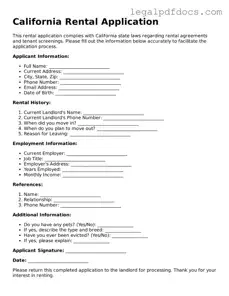 Official  Rental Application Form for California