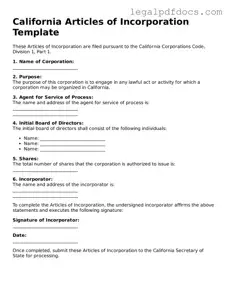 Official  Articles of Incorporation Form for California