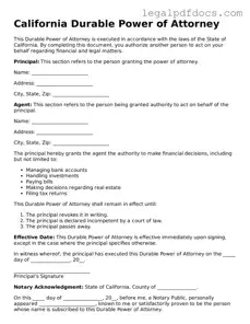 Official  Durable Power of Attorney Form for California