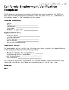 Official  Employment Verification Form for California