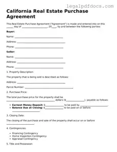 Official  Real Estate Purchase Agreement Form for California