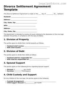 Divorce Settlement Agreement Template
