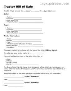 Tractor Bill of Sale Template
