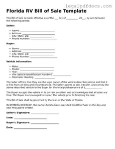 Official  RV Bill of Sale Form for Florida