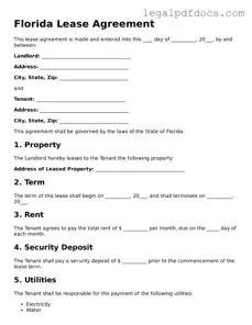 Official Lease Agreement Form for Florida