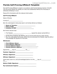 Official  Self-Proving Affidavit Form for Florida