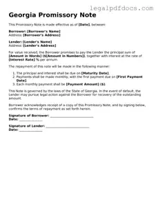 Official  Promissory Note Form for Georgia