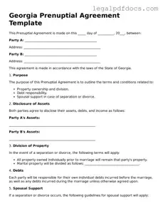 Official  Prenuptial Agreement Form for Georgia