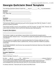 Official  Quitclaim Deed Form for Georgia
