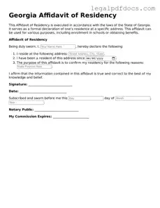 Official  Affidavit of Residency Form for Georgia