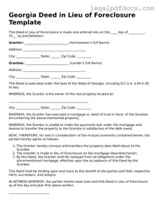Official  Deed in Lieu of Foreclosure Form for Georgia