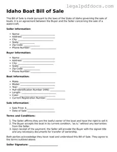 Official  Boat Bill of Sale Form for Idaho