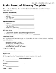 Official  Power of Attorney Form for Idaho