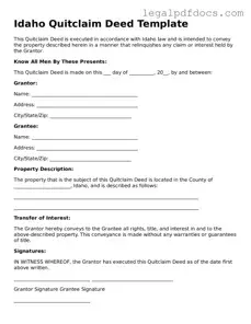 Official  Quitclaim Deed Form for Idaho