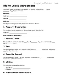 Official  Lease Agreement Form for Idaho