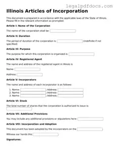 Official  Articles of Incorporation Form for Illinois