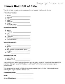 Official  Boat Bill of Sale Form for Illinois
