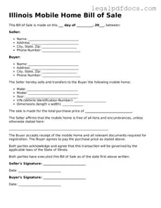 Official  Mobile Home Bill of Sale Form for Illinois