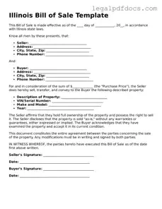 Official  Bill of Sale Form for Illinois