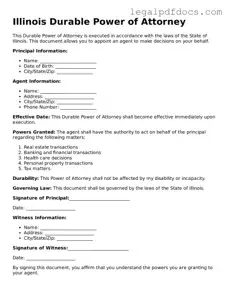 Official  Durable Power of Attorney Form for Illinois