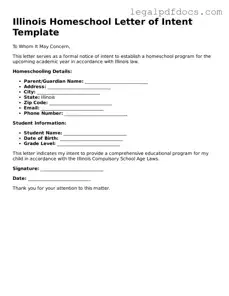Official  Homeschool Letter of Intent Form for Illinois