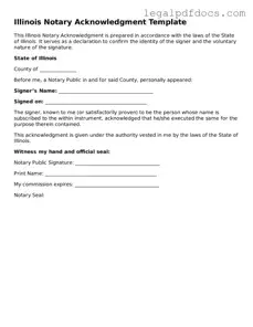 Official  Notary Acknowledgement Form for Illinois