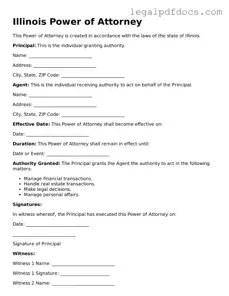 Official  Power of Attorney Form for Illinois