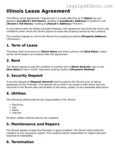 Official  Lease Agreement Form for Illinois