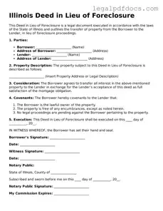 Official  Deed in Lieu of Foreclosure Form for Illinois