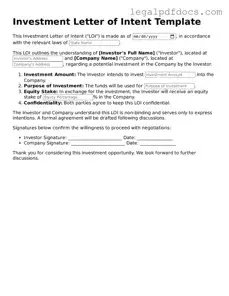 Investment Letter of Intent Template