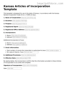 Official  Articles of Incorporation Form for Kansas