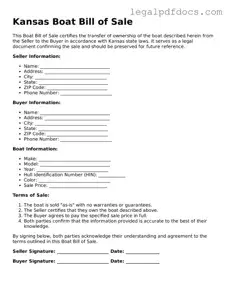 Official  Boat Bill of Sale Form for Kansas